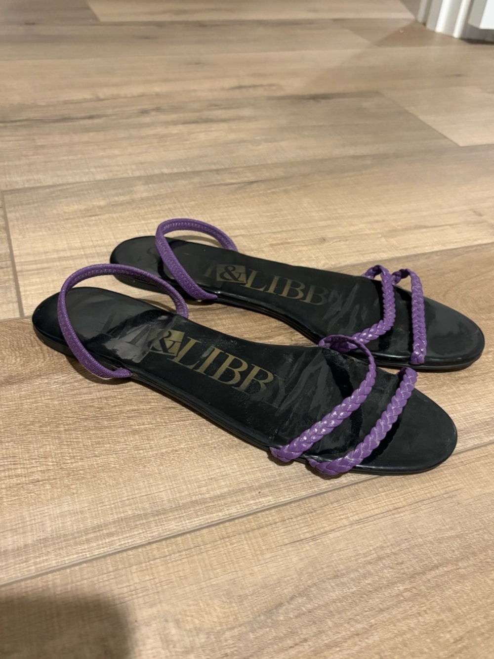 Sam & Libby Braided Strappy Sandal Black‎ Purple size 9